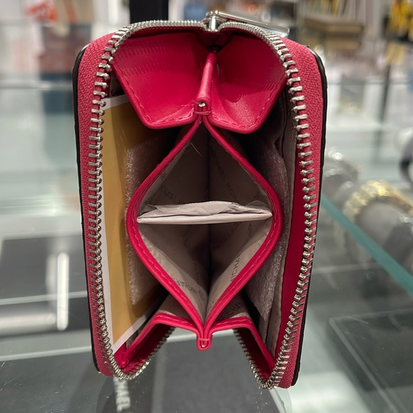 Michael Kors Women Medium Zip Around Card Case Coin Pouch Wallet Electric Pink - Picture 3 of 16